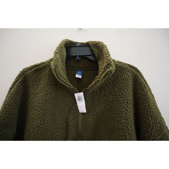 Old Navy Womens 723210 Sz M Conifer Green Sherpa Full Zip Long Sleeve Jacket - Picture 4 of 7